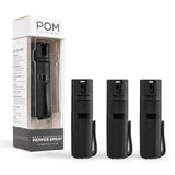 POM Pepper Spray with Pocket Clip – Tactical Flip-Top OC Defense Spray, Compact EDC Design (Black)