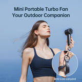 Portable Handheld Turbo Fan with Digital Display – Brushless Motor Mini USB Rechargeable Cooling Fan for Travel & Outdoor Use (Blue)