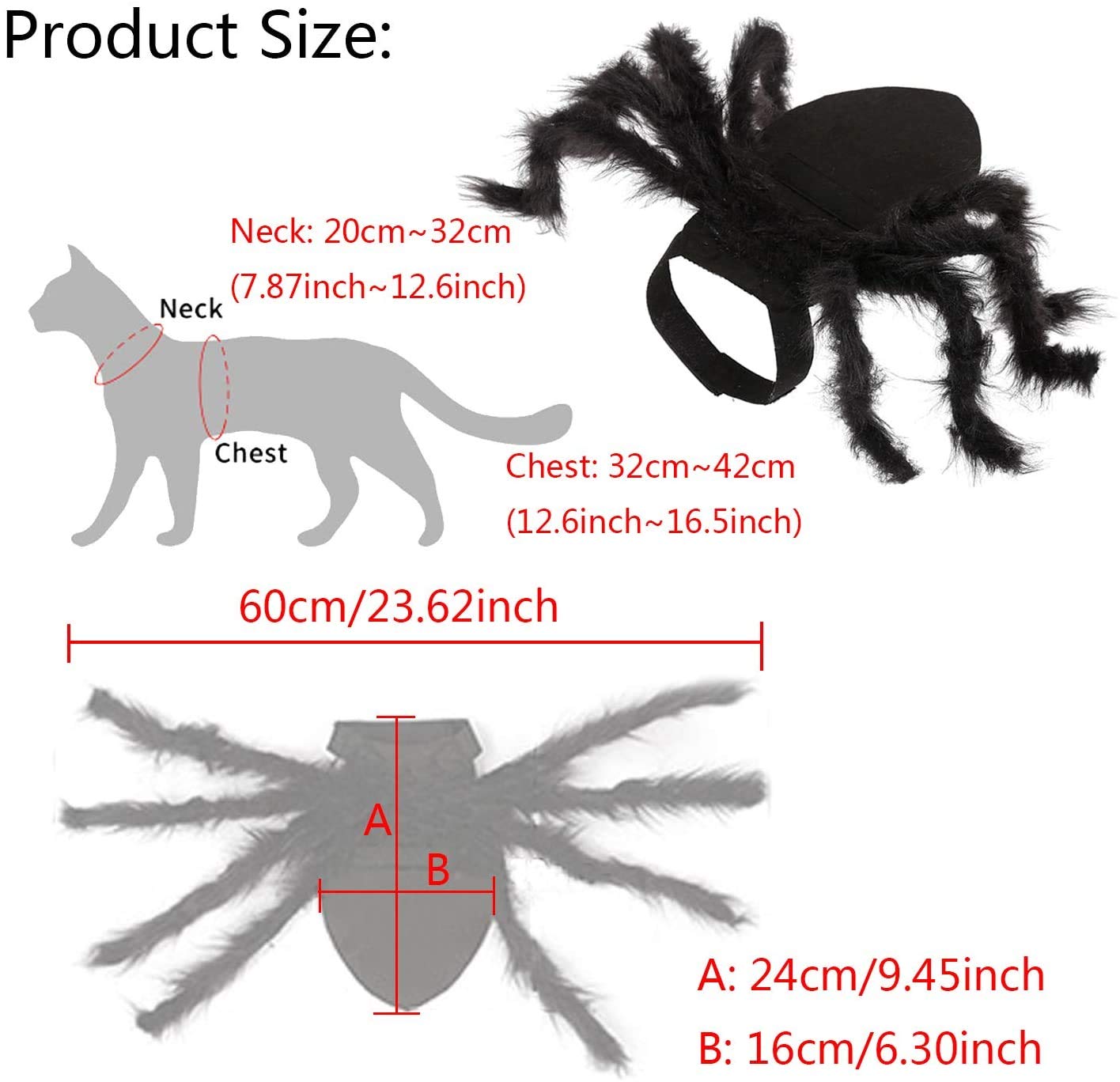 Black Spider Halloween Costume for Cats and Small Dogs – Adjustable Funny Pet Outfit with 8 Realistic Legs