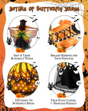 Kids Butterfly Fairy Costume with LED Wings – 6-Piece Set Includes Tutu Dress, Wand, Headband, Mask, and Candy Bag for Halloween & Parties (Ages 4–11)