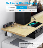 13-Outlet Desk Clamp Power Strip with USB-C Fast Charging & Surge Protection – Dual Layer Mount Charging Station Black