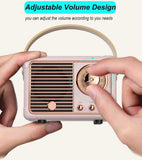 Dosmix Retro Mini Bluetooth Speaker Pink – Portable Vintage Wireless Speaker with Clear Sound & 6H Playtime