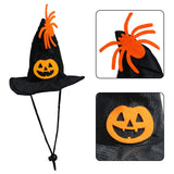 Halloween Hat & Collar Suit for Cats and Small Dogs – Pumpkin & Spider Pattern with Jingle Bells