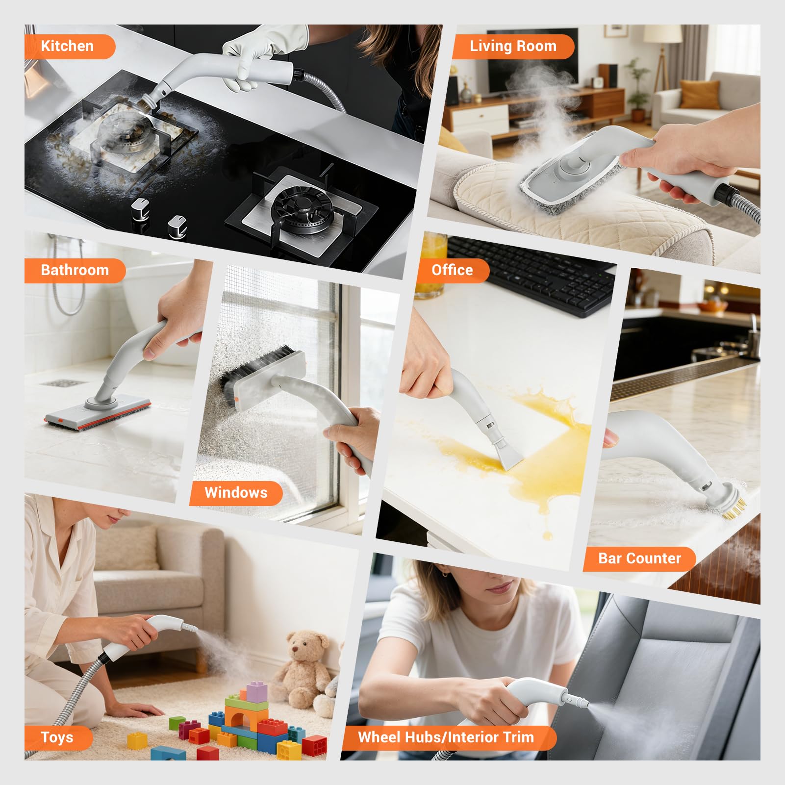 Portable Handheld Steam Cleaner 1500W High Pressure Multi-Surface Cleaning System with 9 Accessories