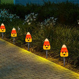 7FT Halloween Candy Corn Pathway Lights – Outdoor LED Walkway Marker Stakes (4 Corncob Lights, Waterproof, Connectable)