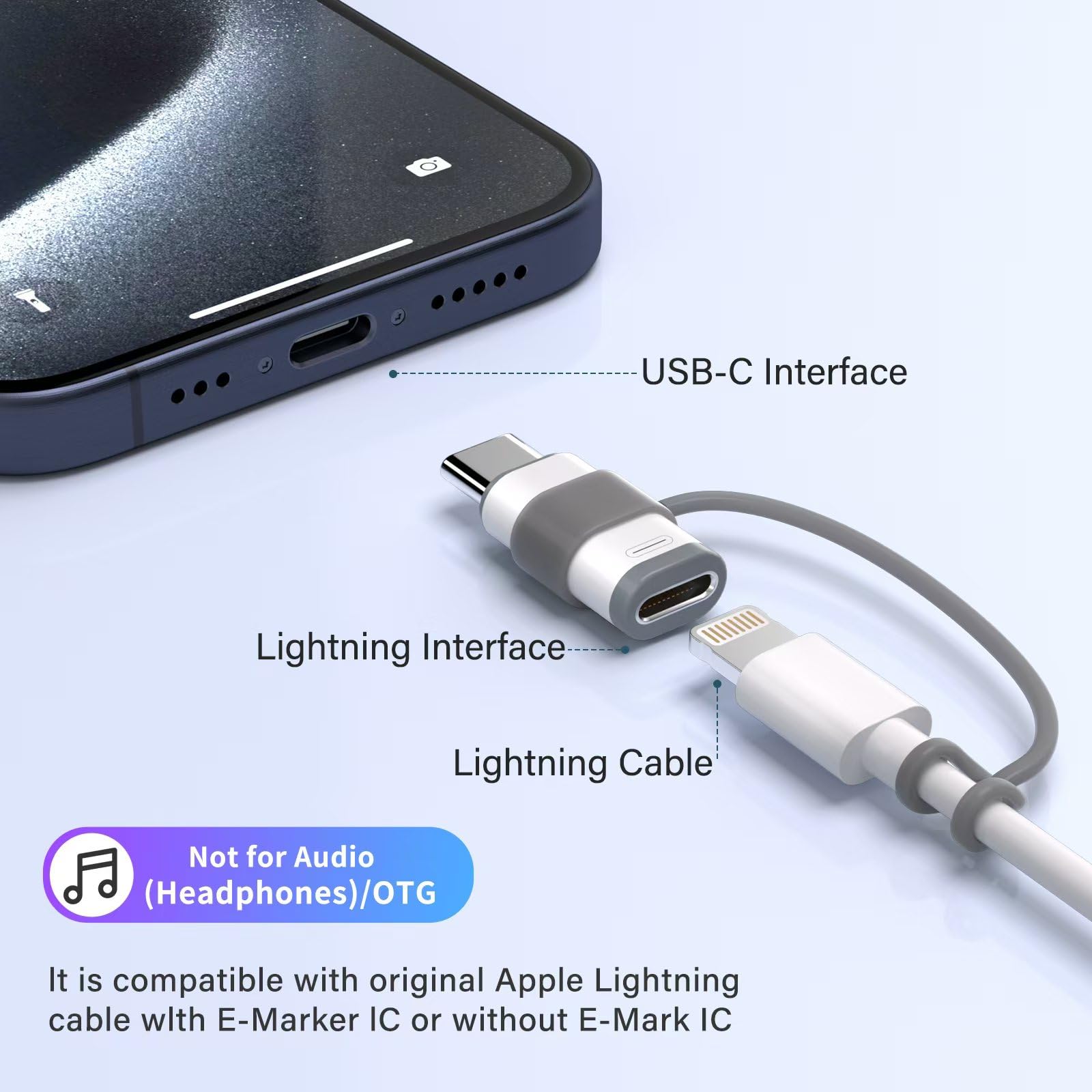Lightning to USB-C Adapter 4 Pack Fast Charging & Data Sync Converter for iPhone 15/16/17 Pro Max, Samsung & Pixel – Aluminum Mini Connector