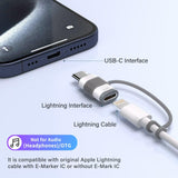 Lightning to USB-C Adapter 4 Pack Fast Charging & Data Sync Converter for iPhone 15/16/17 Pro Max, Samsung & Pixel – Aluminum Mini Connector