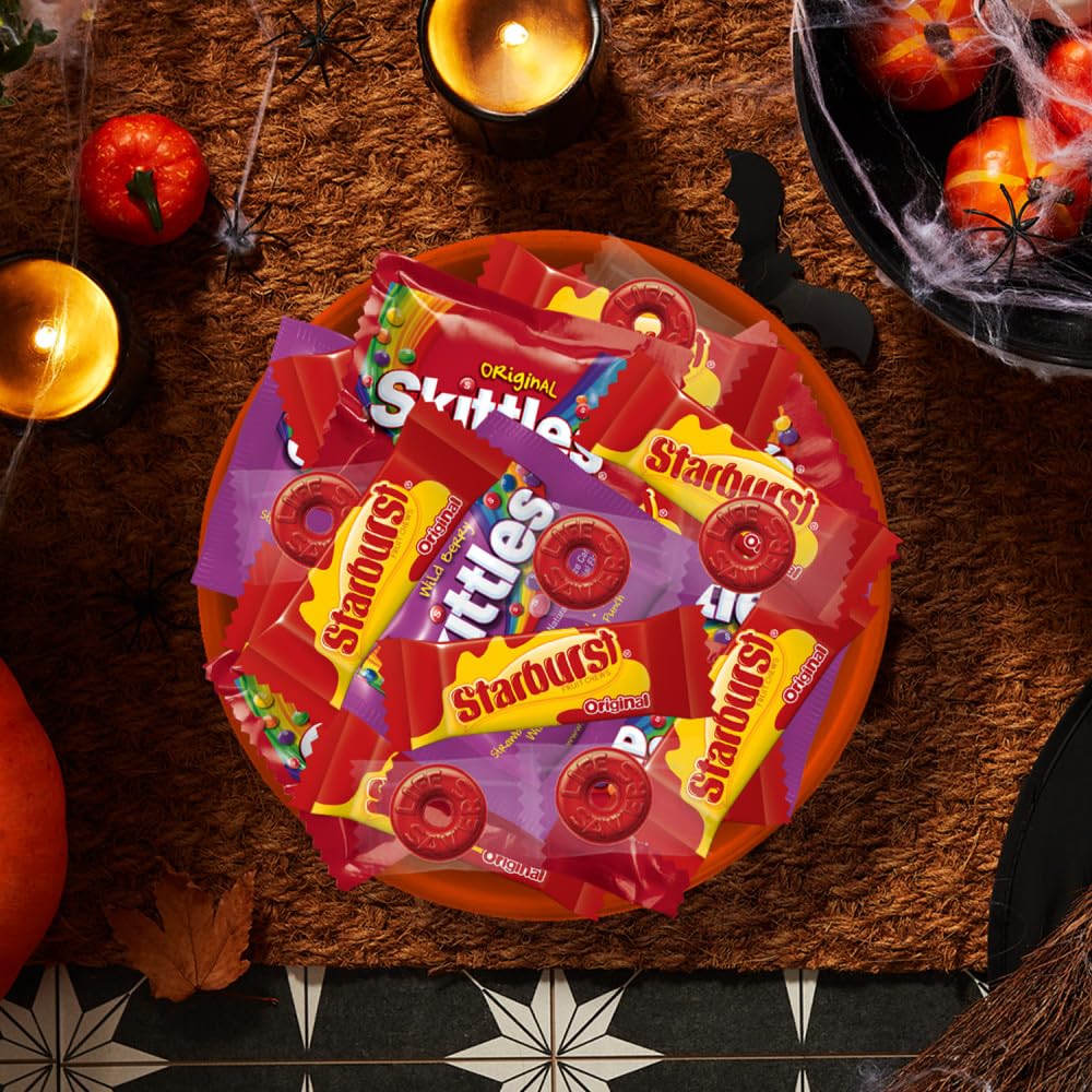 SKITTLES, STARBURST & LIFE SAVERS Fruity Candy Variety Pack – 135PCS Bulk Mix of Chewy & Hard Candies 🍬🍓🍋🎉