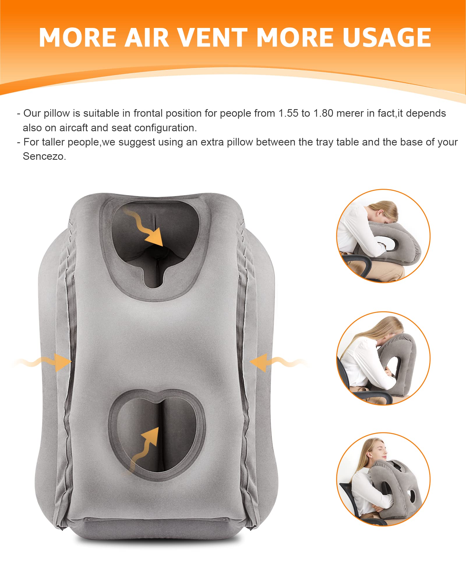 Inflatable Travel Neck Pillow with Eye Mask & Earplugs – Compact Airplane Pillow for Comfortable Flights & Travel Sleep
