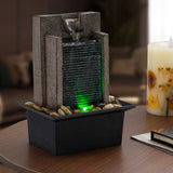LED Mini Rock Waterfall Table Fountain with Natural Stone Design, Indoor Meditation Water Feature & Quiet Circulating Pump – Decorative Zen Fountain