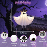 Halloween Hanging Ghost Decorations – 4 Pack Cute Witch Hat Ghost Lights with 3 Flash Modes & Bendable Arms for Indoor & Outdoor Décor