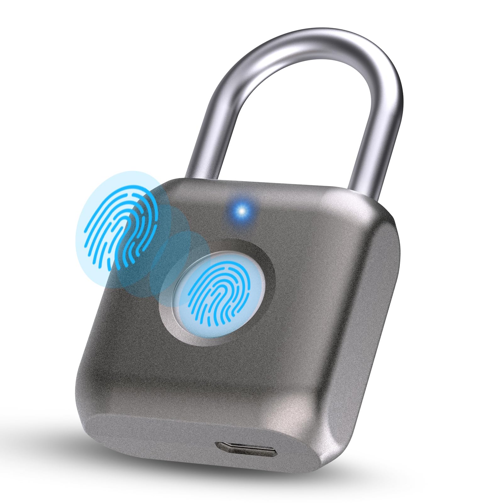 Portable Fingerprint Padlock USB Rechargeable Biometric Lock for Gym Locker, Luggage, Bike & Storage Security