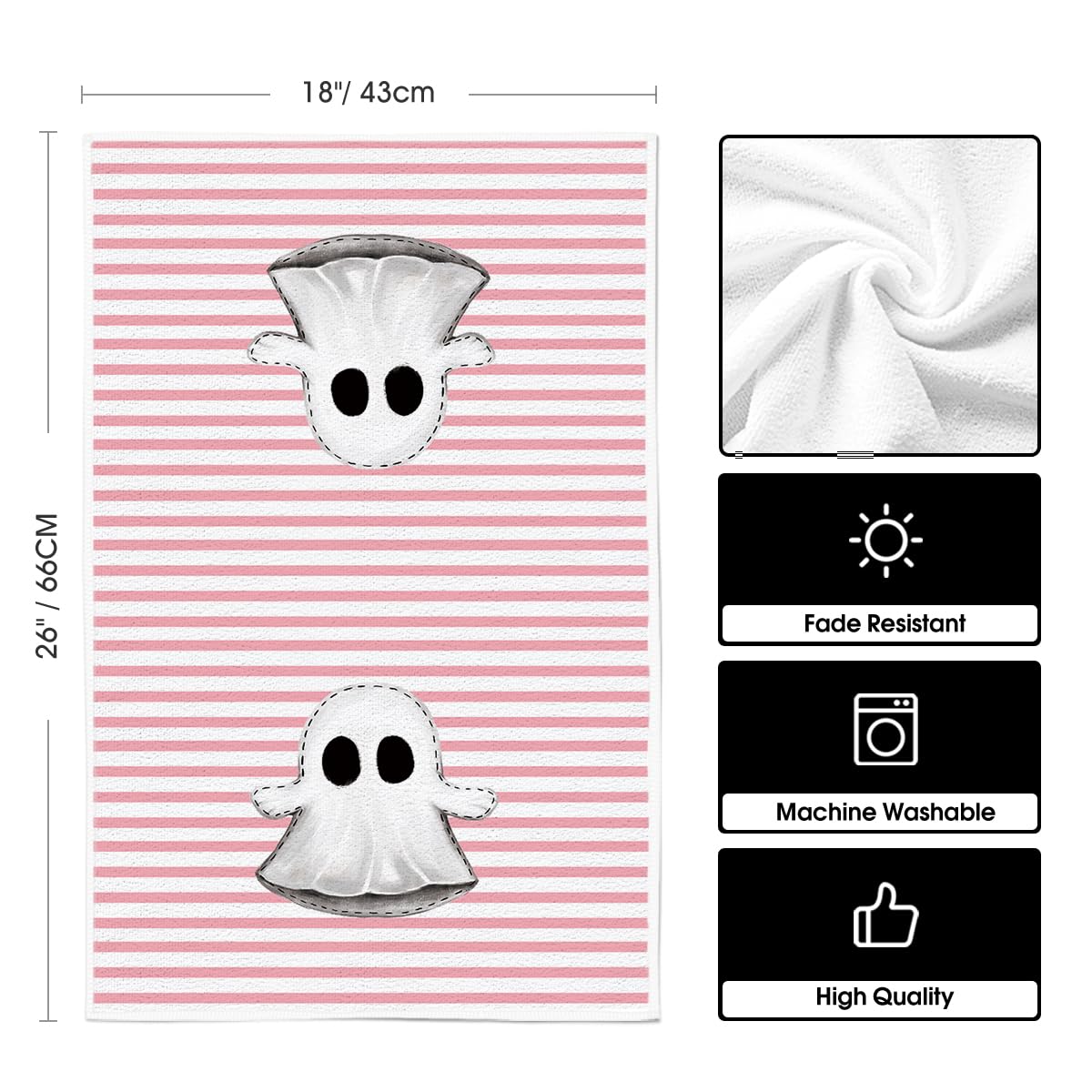 4PCS Pink Halloween Dish Towels – Soft, Absorbent & Durable Tea Towels for Festive Kitchen Decor (18x26 Inches)
