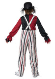 Classic Multicolor Clown Costume – Medium Size Jumpsuit with Adjustable Bib Overalls & Pom-Pom Details