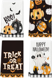 Artoid Mode Halloween Dish Towels – Set of 4 Black Kitchen Tea Towels (18x26") – Soft, Absorbent & Stylish Seasonal Décor