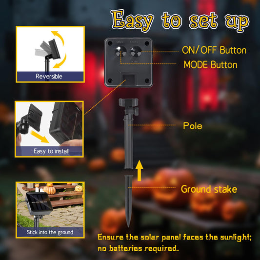Halloween Solar Garden Flag 12x18" – Pumpkin LED Outdoor Yard Banner, Double-Sided UV-Resistant Oxford Décor