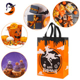 CCINEE 12PCS Halloween Non-Woven Bags with Handle, Large Size Reusable Trick or Treat Tote Bags, 15.7"11.8"5.9"