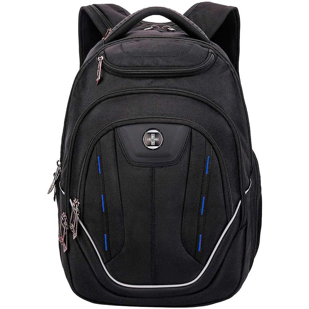 Swissdigital Design TSA-Friendly Business Laptop Backpack with USB Charging Port and RFID Protection