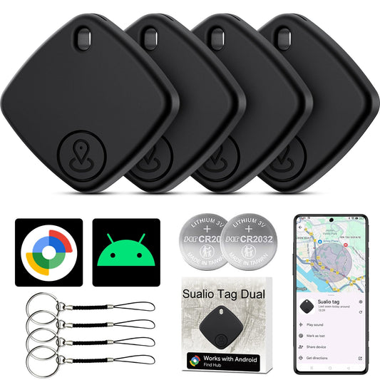 Android Find Hub Bluetooth Tracker Tag 4 Pack, Google Certified Item Finder with Global Tracking and Replaceable Battery