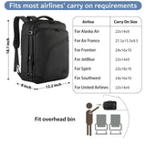 MATEIN 27L Expandable Carry-On Travel Backpack – Lightweight Convertible Business & Outdoor Daypack (Black)