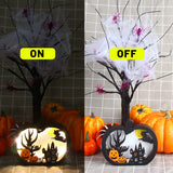BOO Halloween Light-Up Wooden Signs – 2-Pack Multicolor Tabletop Décor with Pumpkins, Ghosts & LED Lights