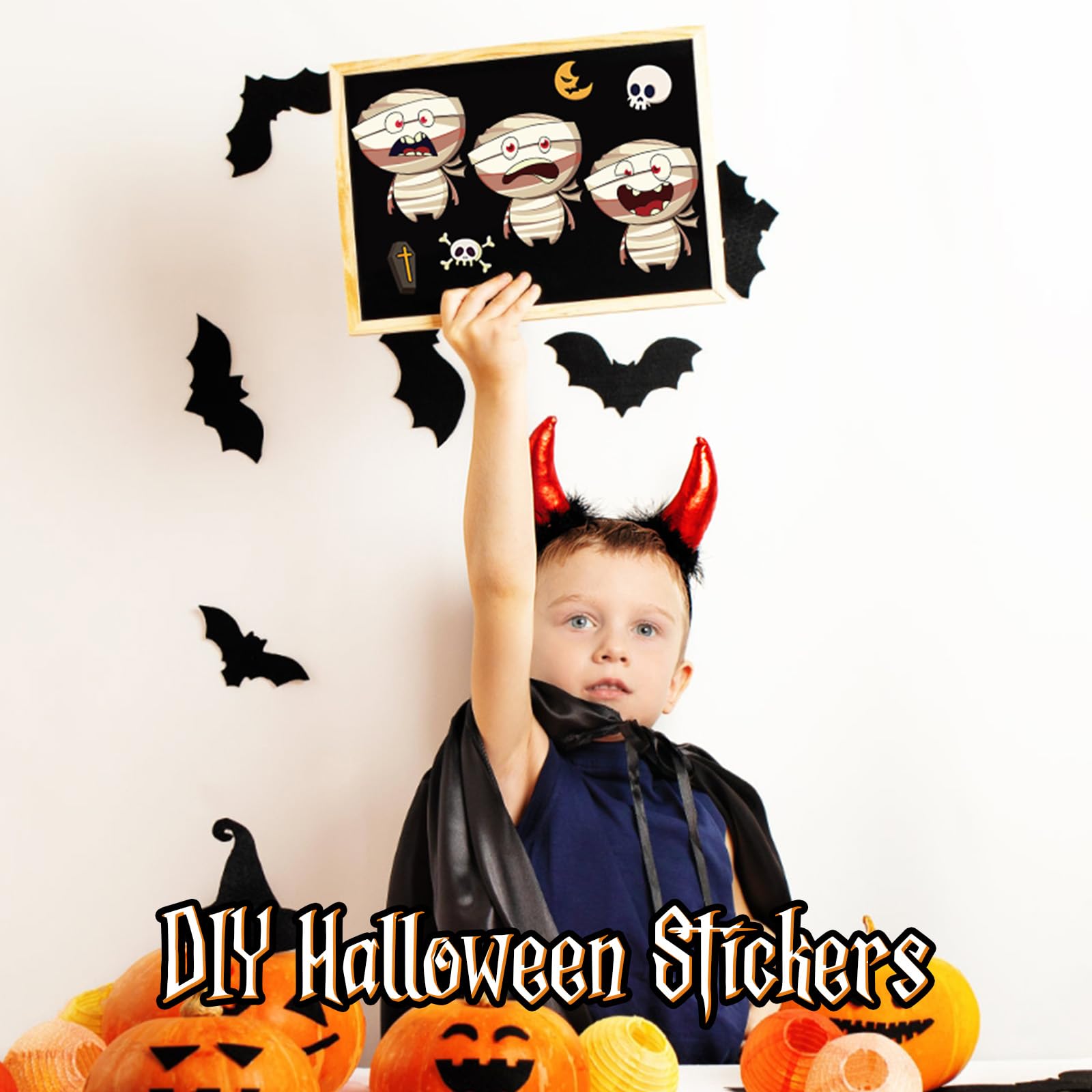 Halloween Face Sticker Set – 36 Sheets Mix & Match Googly Eyes, Witch, Ghost & Pumpkin Designs (Multi-Color)