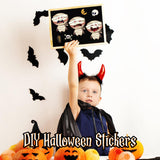 Halloween Face Sticker Set – 36 Sheets Mix & Match Googly Eyes, Witch, Ghost & Pumpkin Designs (Multi-Color)