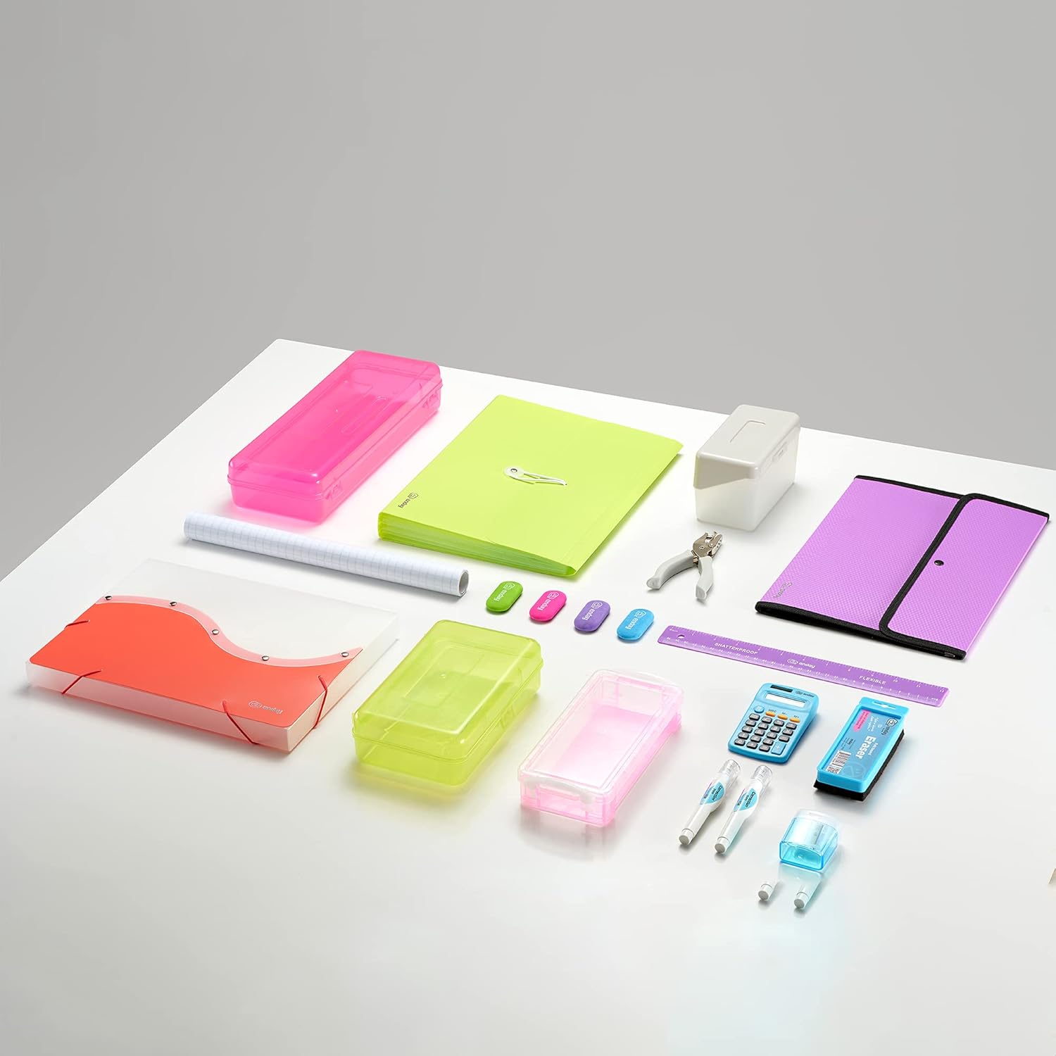 6-Pack Assorted Stackable Plastic Pencil Boxes