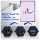 BELEEMET Magnetic Hexagon Pomodoro Timer with Gravity Flip, Custom Intervals & Adjustable Sound – Black