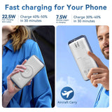 Magnetic Wireless Power Bank for iPhone & Apple Watch – 10000mAh Portable Charger with Built-in Cables & Wall Plug (White)