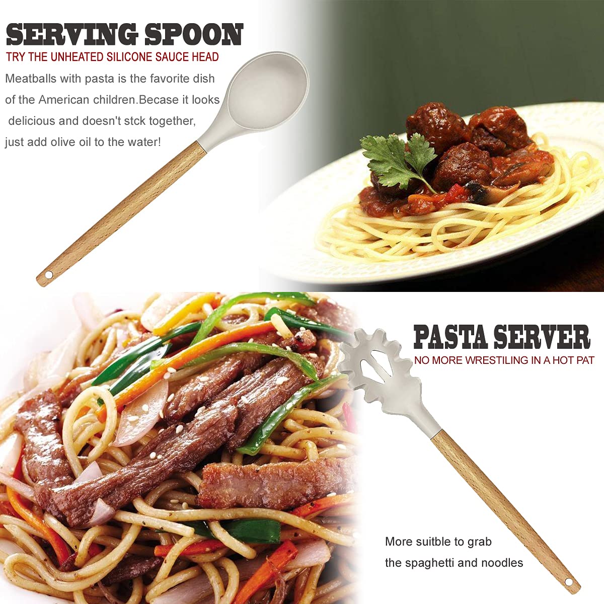 35-Piece Silicone Kitchen Utensil Set with Wooden Handles & Storage Holder