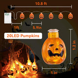 Smiley Pumpkin String Lights – 20 LED Warm Yellow Battery-Operated Waterproof Halloween Fairy Lights (Indoor & Outdoor Décor)