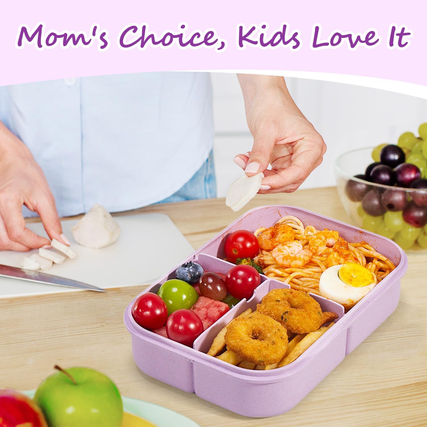 Purple 1150 ml 3-Compartment Bento Lunch Box