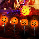2025 LED Halloween Pumpkin Pathway Lights – 7FT Plug-In Jack-O’-Lantern Yard Stakes, UL Certified & IP44 Waterproof (4-Pack)