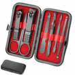 7-Piece Professional Manicure & Grooming Kit – Stainless Steel Nail Clipper Set with Travel Case (Black & Red)