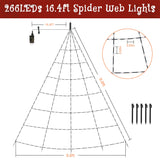 Halloween Spiderweb Lights – 266 LED Orange & Purple Outdoor Web with Remote, 8 Modes & Timer (9.8ft, IP67 Waterproof)