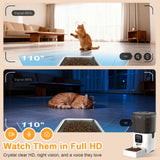 Smart Automatic Pet Feeder with 1080P HD Camera, 6L Transparent Food Tank, WiFi App Control, Motion Detection, and Two-Way Audio
