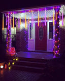 Orange & Purple Meteor Shower Lights – 30Ft 10-Tube LED Falling Rain Lights with Timer & Waterproof Design (Outdoor Halloween & Holiday Decor)