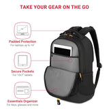SwissGear Cecil 5505 Laptop Backpack – Lightweight 27.3L Daily Carry with Airflow Comfort, Black Gold