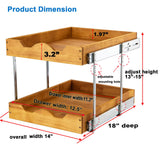 DINDON Oak Wood 2-Tier Pull-Out Cabinet Organizer – Dual-Level Slide-Out Storage Shelf for Kitchen Base Cabinets