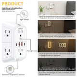 10-in-1 USB Wall Outlet Extender with Surge Protection, 6 AC Ports & Dual USB-C Fast Charging – Space Saving Power Hub White