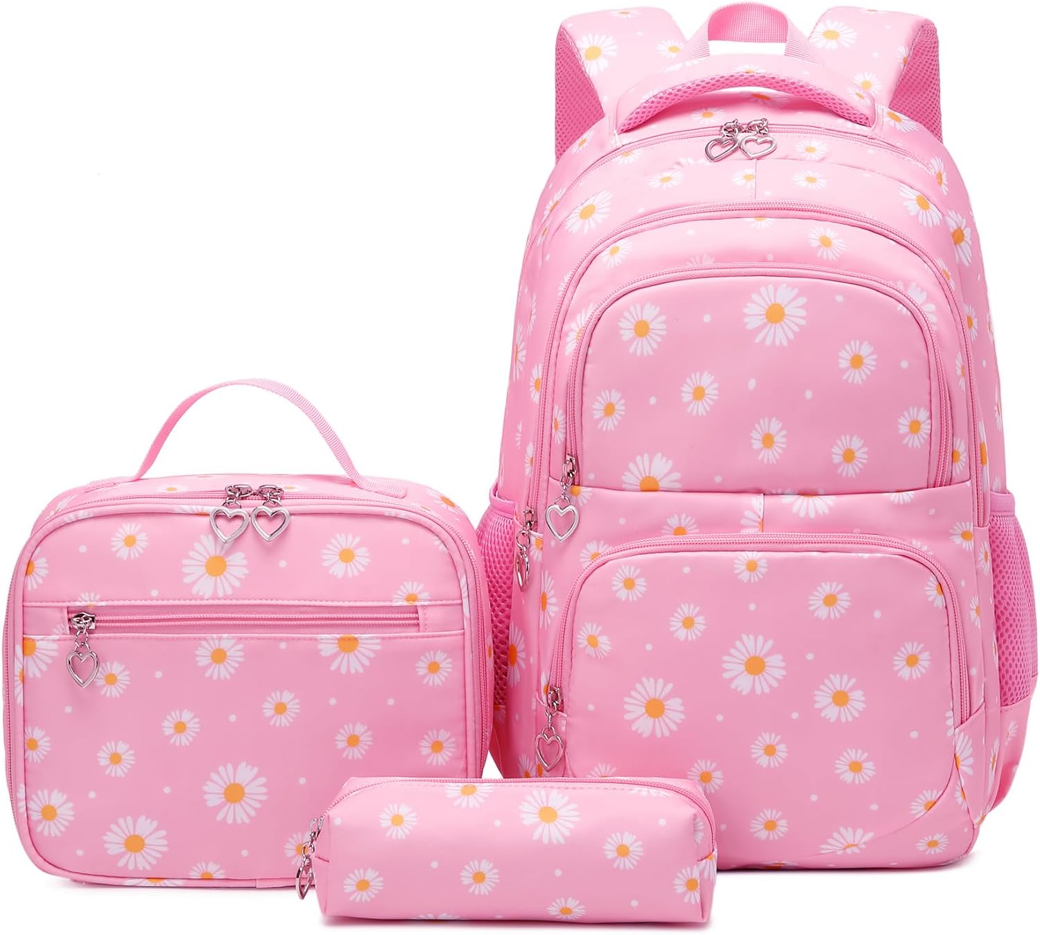 Daisy Print School Backpack Set with Insulated Lunch Bag