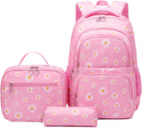 Daisy Print School Backpack Set with Insulated Lunch Bag