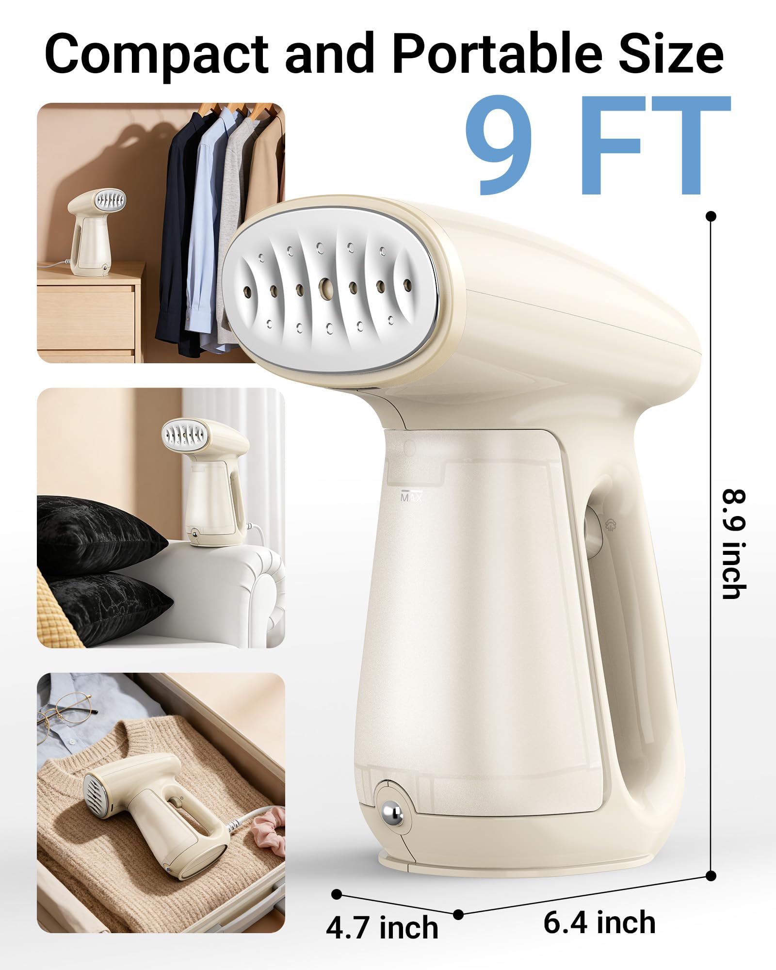 Bear 1300W Aromatherapy Handheld Garment Steamer 230ML Fast Heat Portable Wrinkle Remover for Clothes