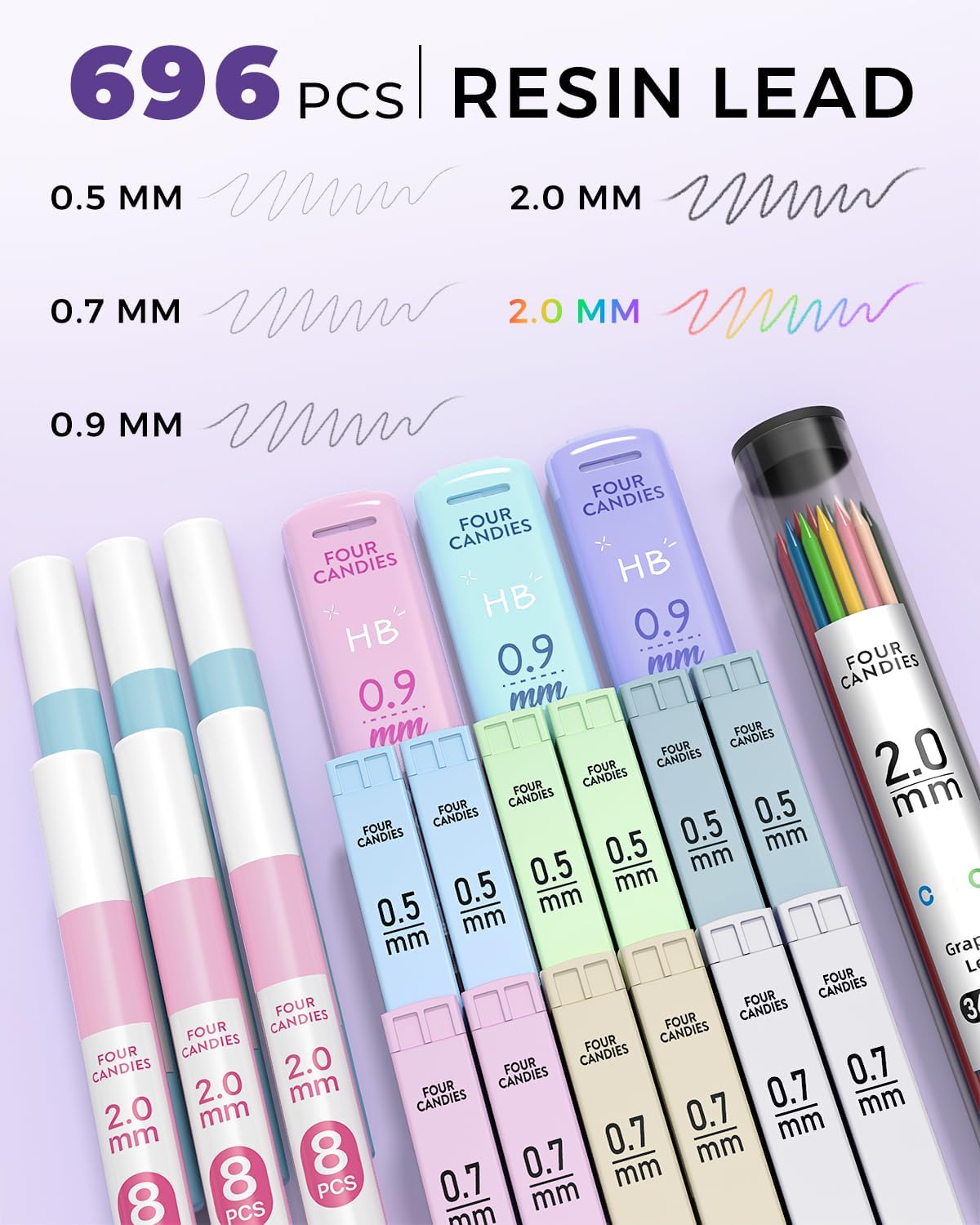 Cream 42-Piece Mechanical Pencil Set with 696 Refills