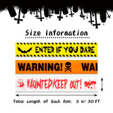 3PCS Halloween Caution Tape Set – “Warning”, “Enter If You Dare”, “Haunted Keep Out” 270ft Non-Adhesive Decoration Roll
