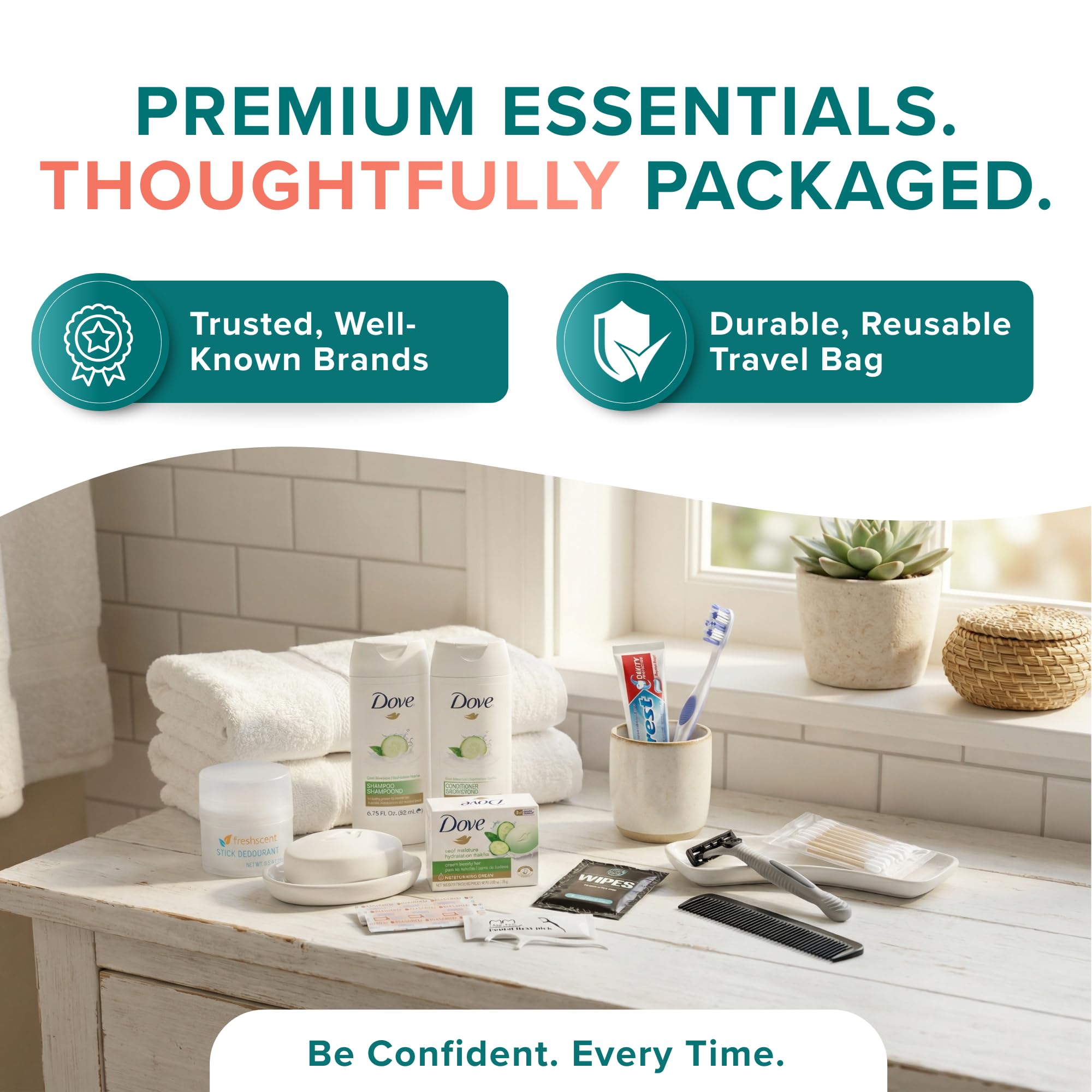 15-Piece Travel Hygiene Kit – TSA Approved Toiletry Set with Toothbrush, Razor, Deodorant & Travel Size Essentials