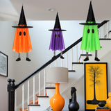 Hanging Light-Up Ghost Trio – 3-Piece Halloween Decoration Set with LED String Lights in Orange, Purple & Green