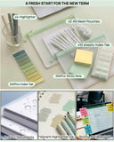 Green 42-Piece Stationery Set with 4-Compartment Case