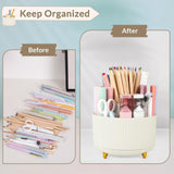 SkyDue 360° Rotating Desk Pen Organizer with 5 Compartments Space Saving Pencil Holder & Multi Purpose Desktop Storage